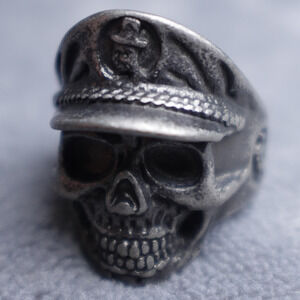 Stainless Steel Skull Sailor Ring Size 13 Gun Metal RSRN-653
